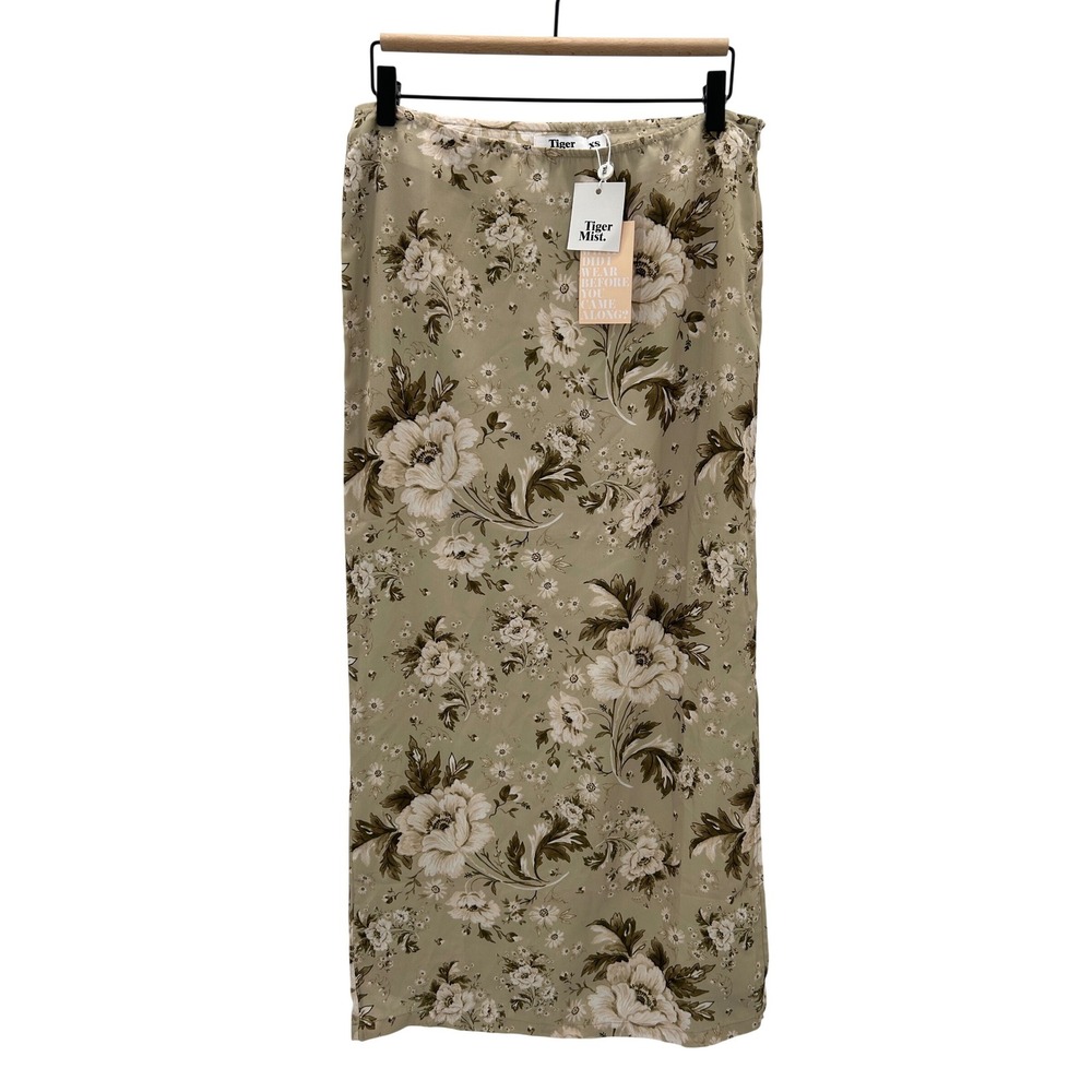 Tiger Mist Sierra Midi Skirt Macro Floral‎ Print Grandmacore Cottage Neutral XS
